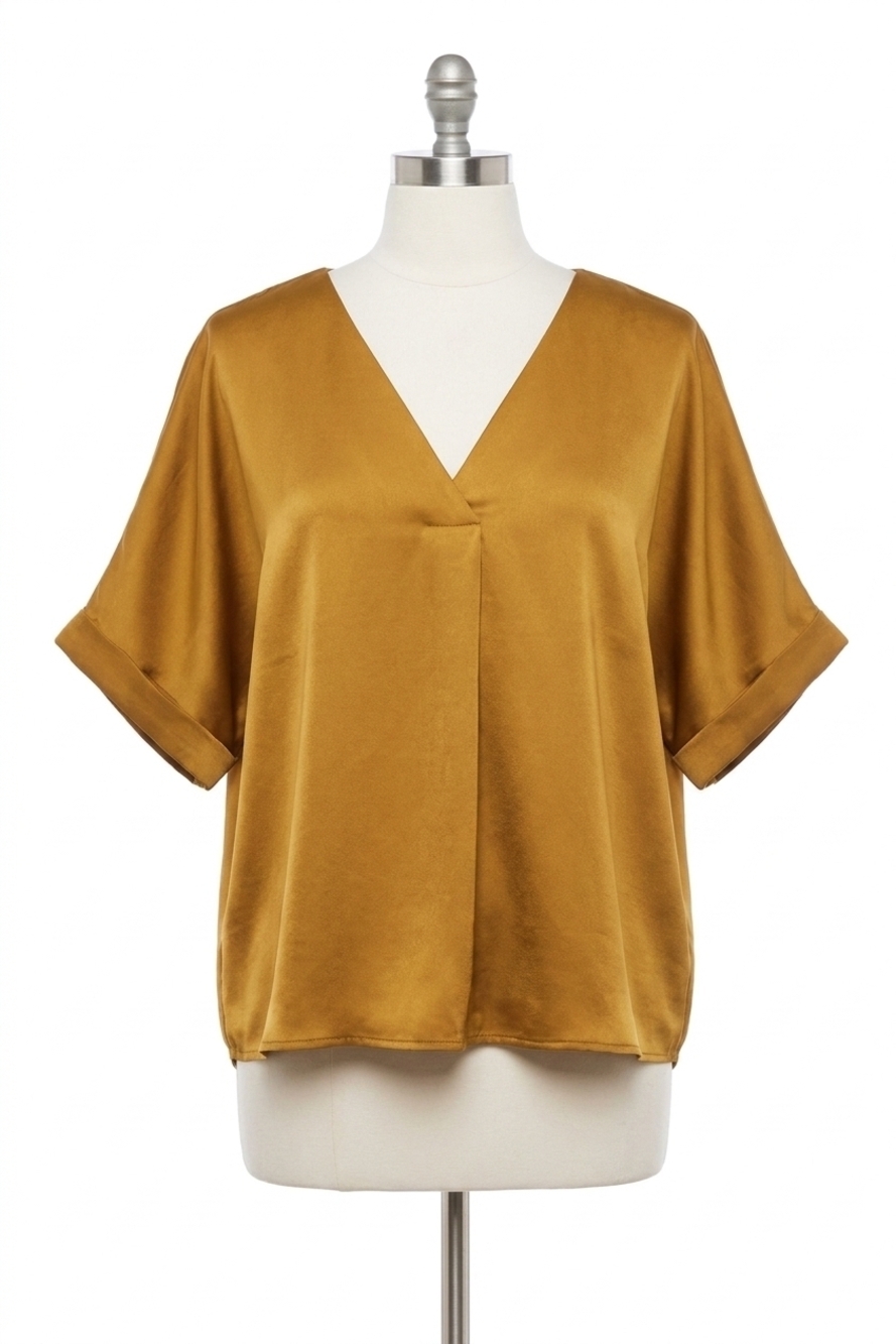 NEW GLAM reba v-neck top in mustard